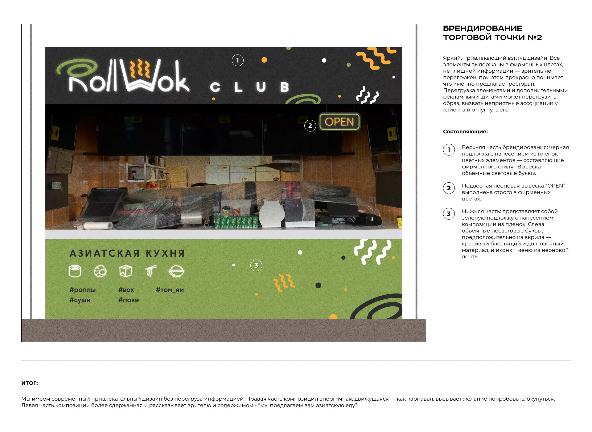 Брендирование торговых точек суши-бара «Roll Wok Club» в Кимрах